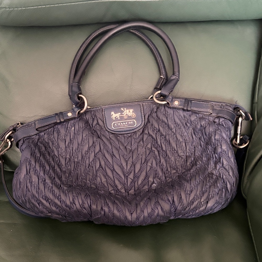 Coach Dark Blue Quilted Shoulder Bag